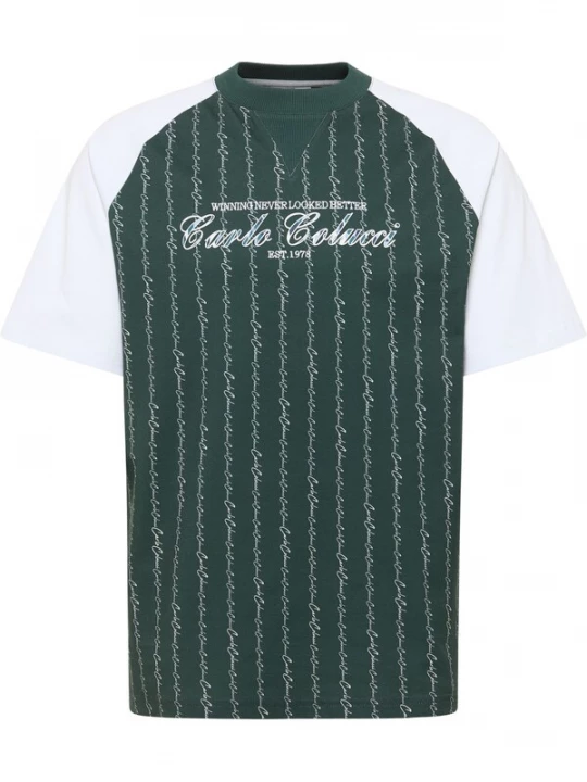 Foto van product Carlo Colucci Shirt 'Fara' mintgroen / donkergroen / wit