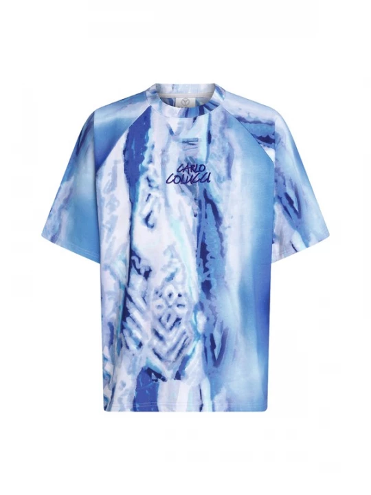 Foto van product Carlo Colucci Shirt lichtblauw / lichtlila / wit