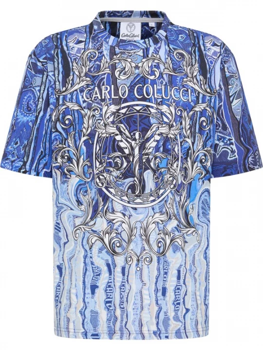 Foto van product Carlo Colucci Shirt 'Osso' donkerblauw / zwart / wit
