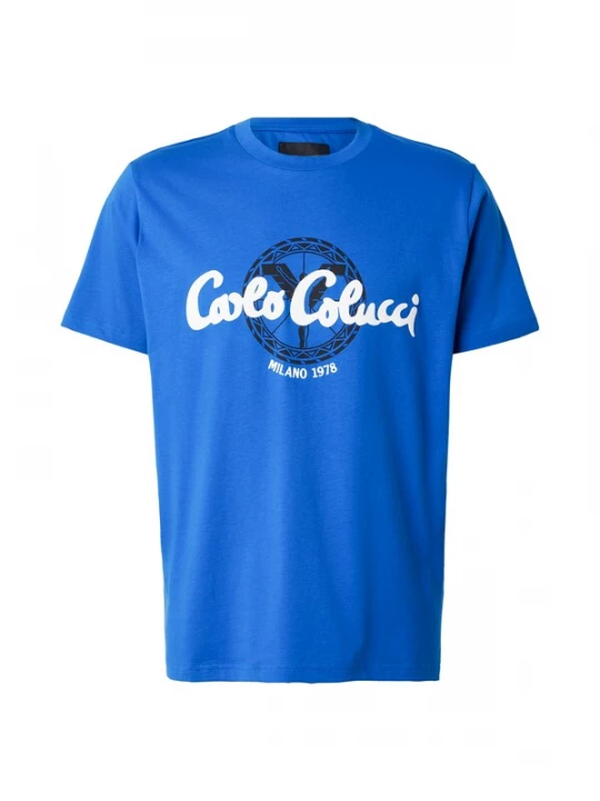 Foto van product Carlo Colucci Shirt royal blue / koningsblauw / zwart / wit