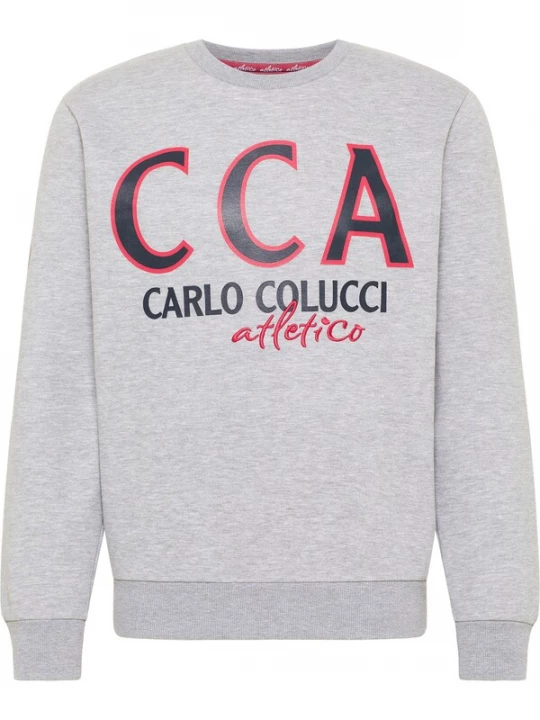 Foto van product Carlo Colucci Sweatshirt 'Dalvit' grijs gemêleerd / rood / zwart