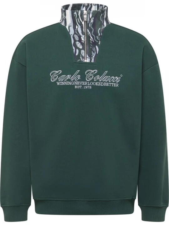 Foto van product Carlo Colucci Sweatshirt 'Favaro' grijs / donkergroen / wit