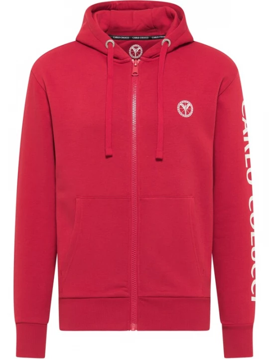 Foto van product Carlo Colucci Sweatvest 'Corrarati' rood / wit