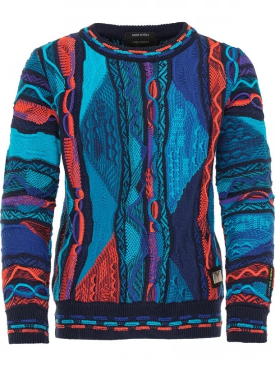 Foto van product Carlo Colucci Trui blauw / navy / aqua / lichtlila / koraal