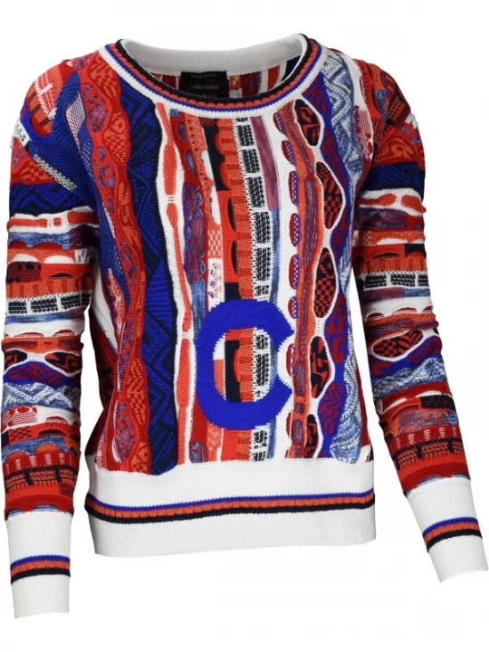 Foto van product Carlo Colucci Trui 'Cassara' blauw / kreeft / roestrood / wit
