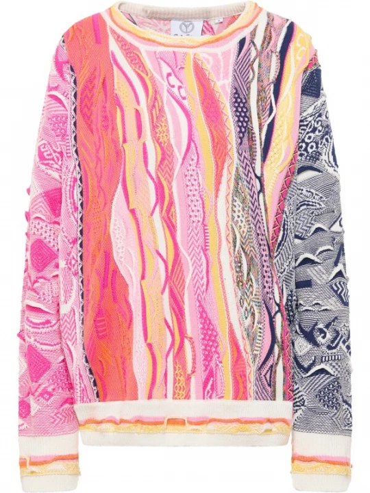 Foto van product Carlo Colucci Trui 'Demetz' donkerblauw / oranje / pink / wit