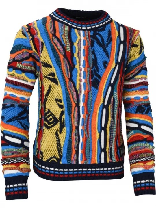Foto van product Carlo Colucci Trui navy / azuur / donkergeel / wit