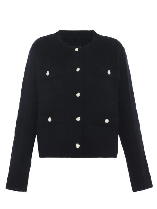 Foto van product caspio Gebreid vest goud / zwart / parelwit
