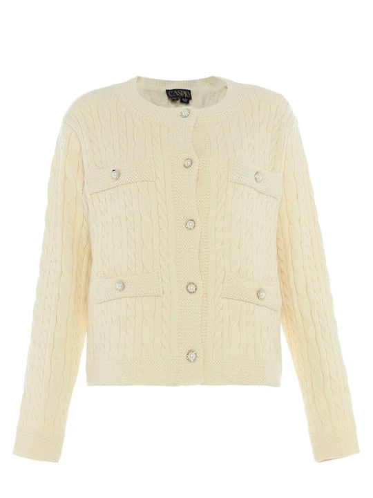 Foto van product caspio Gebreid vest wolwit