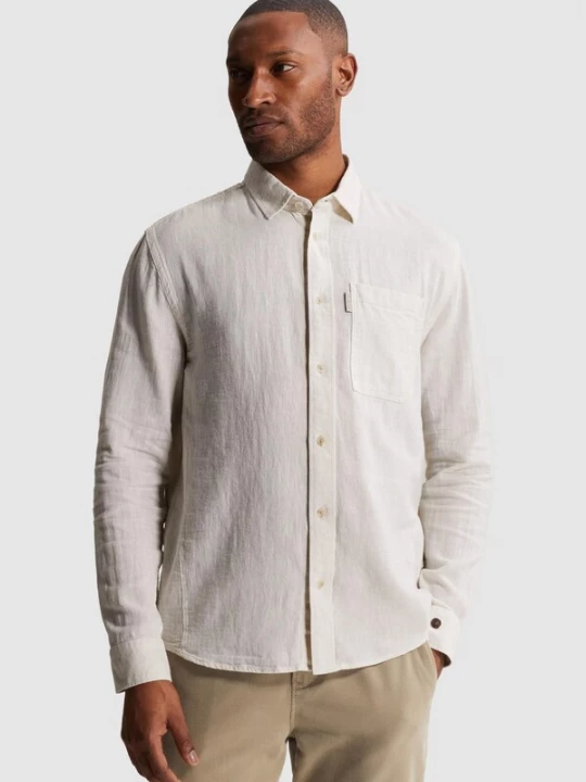 Foto van product CAST IRON Overhemd 'Shirt in cotton / linen twill with chest pocket' grijs