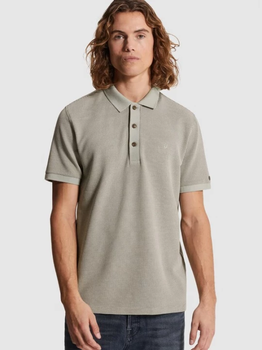 Foto van product CAST IRON Shirt 'Polo shirt with two-tone waffle texture' grijs
