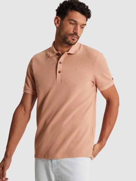 Foto van product CAST IRON Shirt 'Polo shirt with two-tone waffle texture' oranje