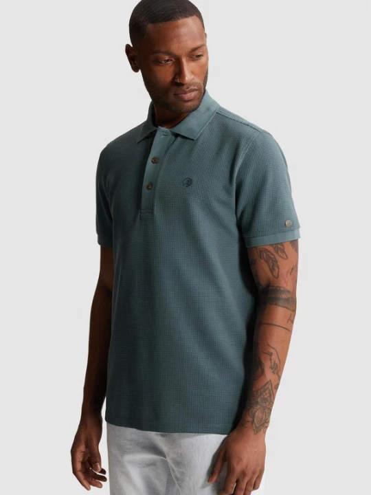 Foto van product CAST IRON Shirt 'Polo shirt with waffle texture' blauw