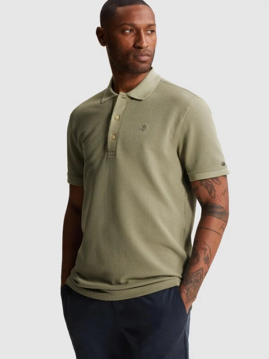 Foto van product CAST IRON Shirt 'Polo shirt with waffle texture' groen