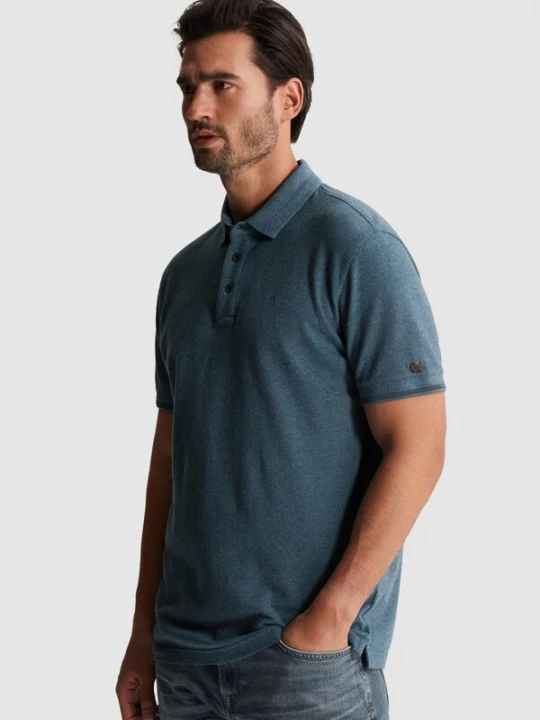 Foto van product CAST IRON Shirt 'Slim fit polo shirt with allover texture' blauw