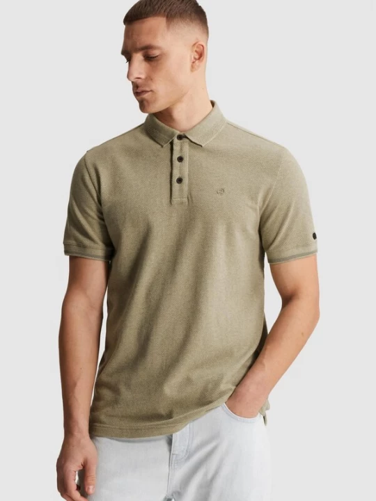 Foto van product CAST IRON Shirt 'Slim fit polo shirt with allover texture' groen