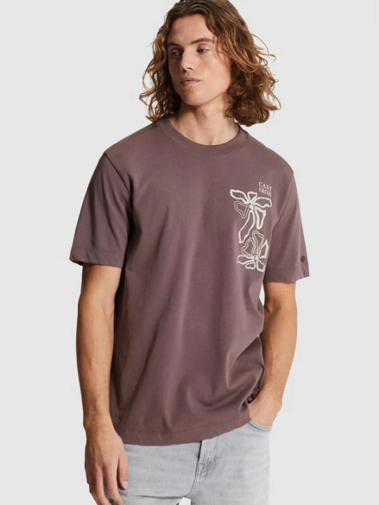 Foto van product CAST IRON Shirt 'T-shirt in jersey with artwork' donkerlila
