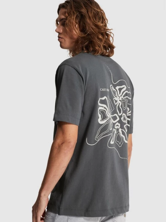 Foto van product CAST IRON Shirt 'T-shirt in jersey with back artwork' antraciet