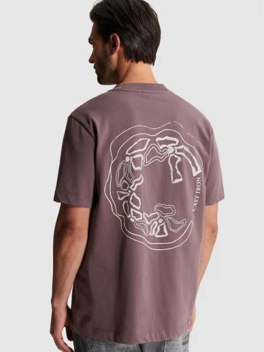 Foto van product CAST IRON Shirt 'T-shirt in jersey with back artwork' donkerlila