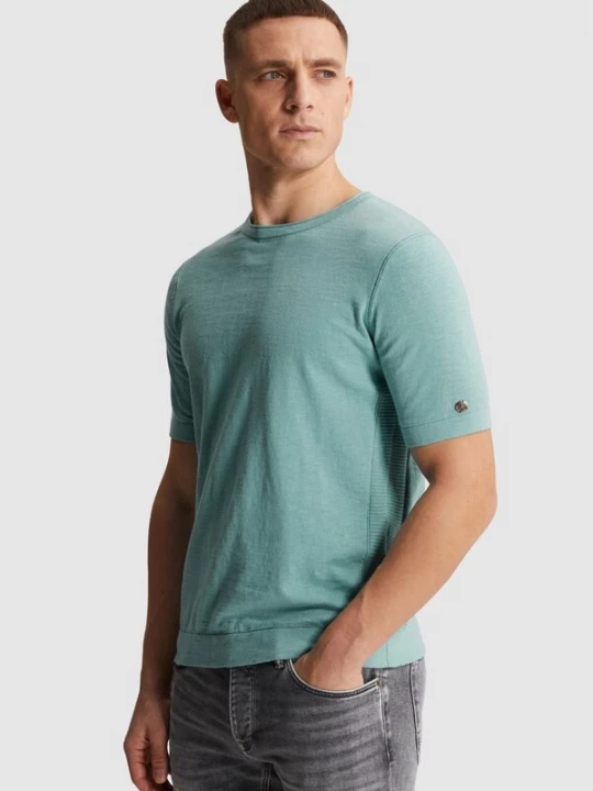 Foto van product CAST IRON Shirt 'T-shirt in slub cotton' turquoise