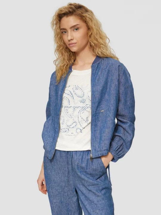 Foto van product Casual bomberjack van linnenmix in denimlook s.Oliver blauw