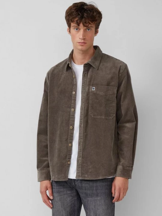 Foto van product Casual corduroy overhemd van stretch katoen s.Oliver olijfgroen