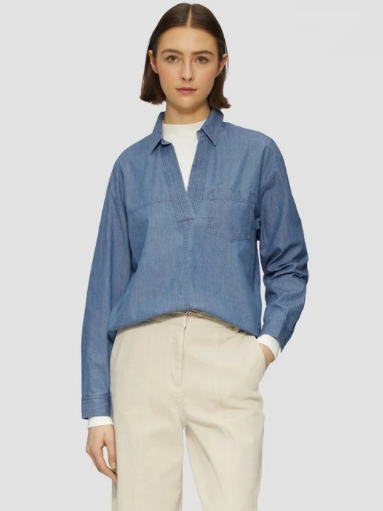 Foto van product Casual denim blouse in een relaxte pasvorm s.Oliver blauw