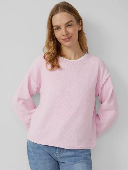 Foto van product Casual gebreide trui met rolzoom en boothals s.Oliver roze