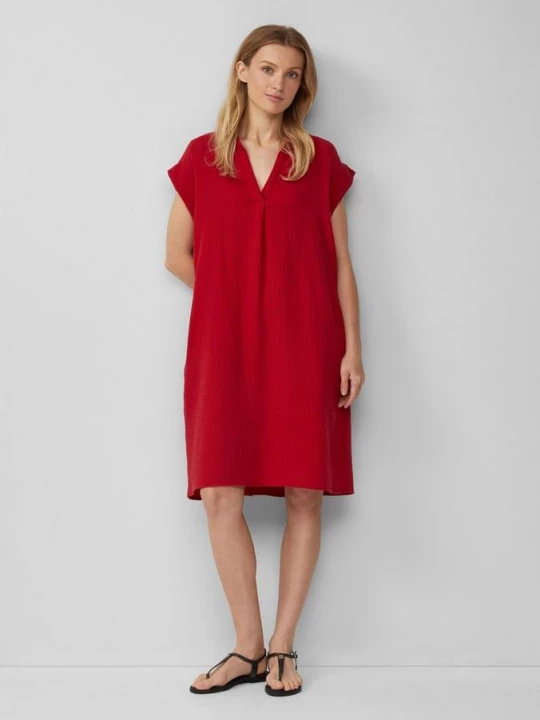 Foto van product Casual jurk van mousseline met steekzakken s.Oliver rood