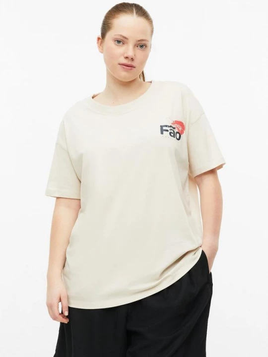 Foto van product casual katoenen shirt met print QS beżowy