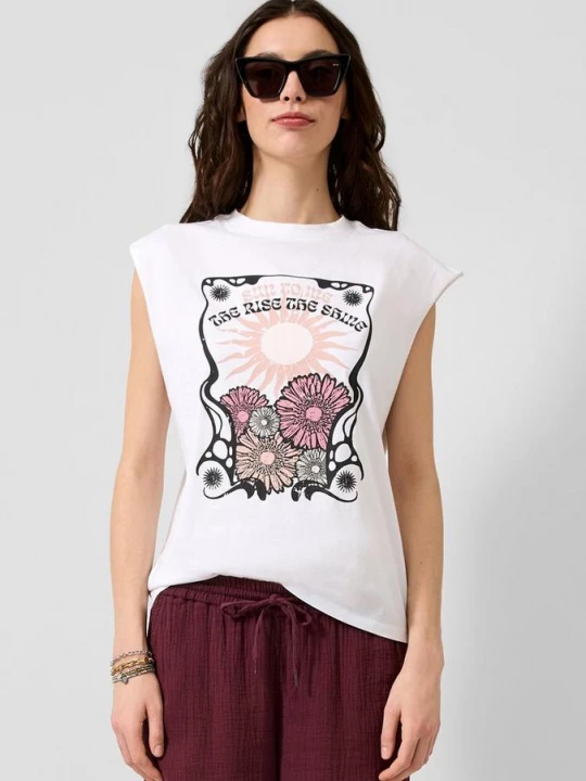 Foto van product Casual katoenen top met print aan de voorkant QS