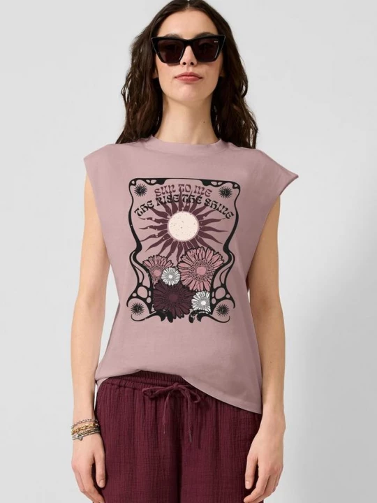 Foto van product Casual katoenen top met print aan de voorkant QS