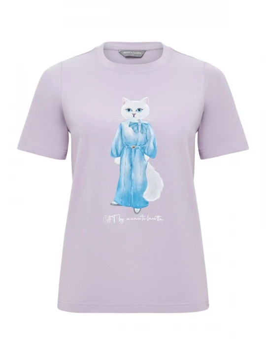 Foto van product Cat e Lolette Shirt 'Cat in a Denim Suit' lila