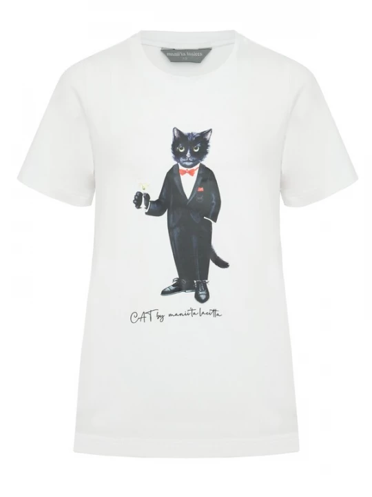Foto van product Cat e Lolette Shirt 'Dandy Cat' wit