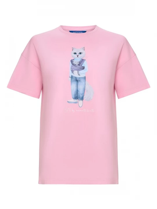 Foto van product Cat e Lolette Shirt 'Mother Cat with Kitty' pink