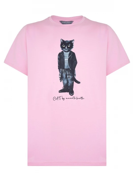 Foto van product Cat e Lolette Shirt 'Rocker Cat' pink