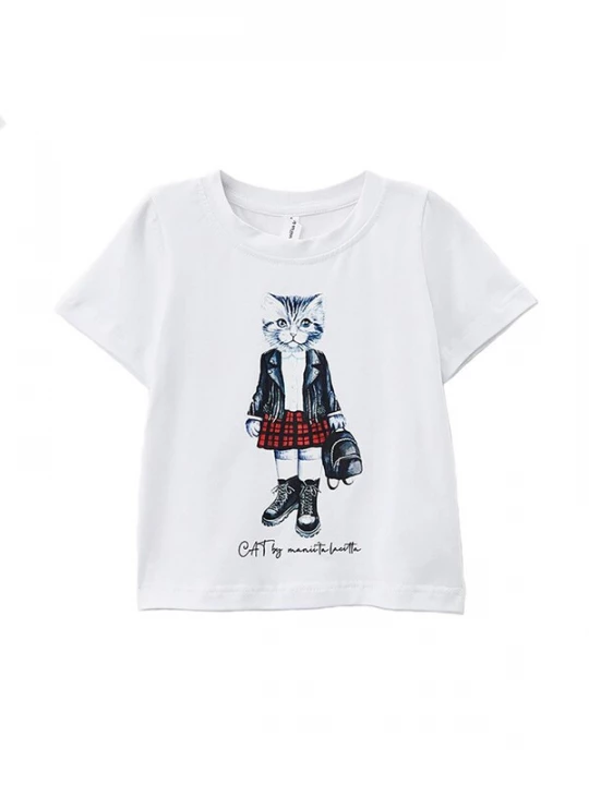 Foto van product Cat e Lolette Shirt 'Rocker Cat' wit