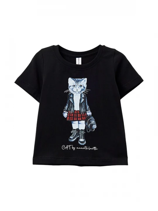 Foto van product Cat e Lolette Shirt 'Rocker Cat' zwart
