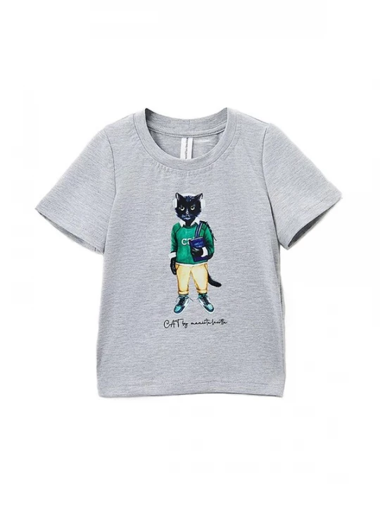 Foto van product Cat e Lolette Shirt 'School Cat' grijs