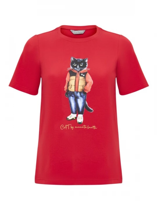 Foto van product Cat e Lolette Shirt 'Sport Casual Cat' rood