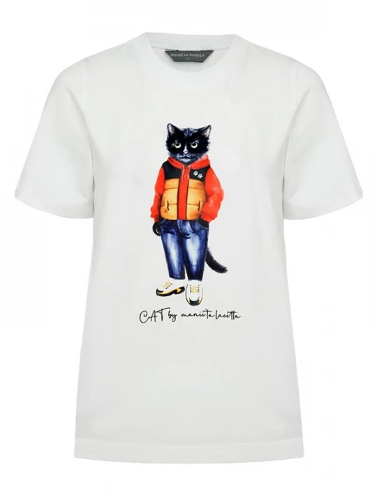 Foto van product Cat e Lolette Shirt 'Sport Casual Cat' wit