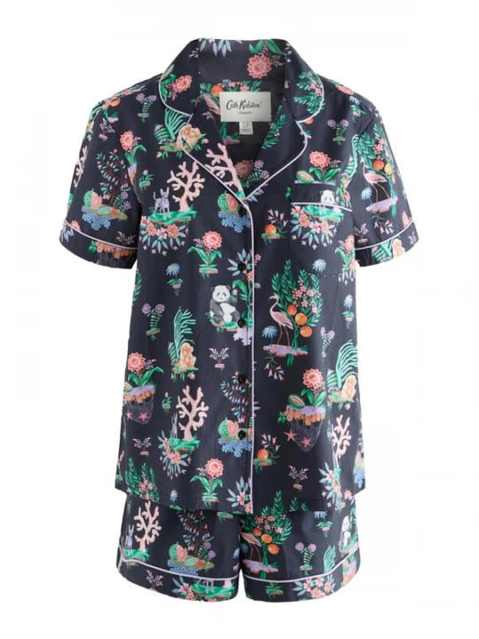 Foto van product Cath Kidston Korte pyjama 'Cath Kidston' groen / oranje / zwart / wit