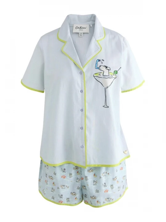 Foto van product Cath Kidston Korte pyjama 'Stanley Dog' pastelblauw / kiwi / zwart