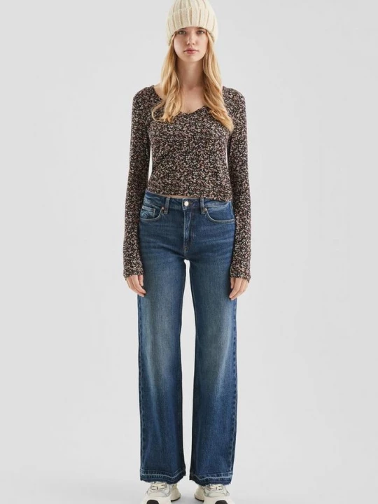 Foto van product Catie jeans / Slim Fit / Hoge taille / Wijde pijpen QS blauw