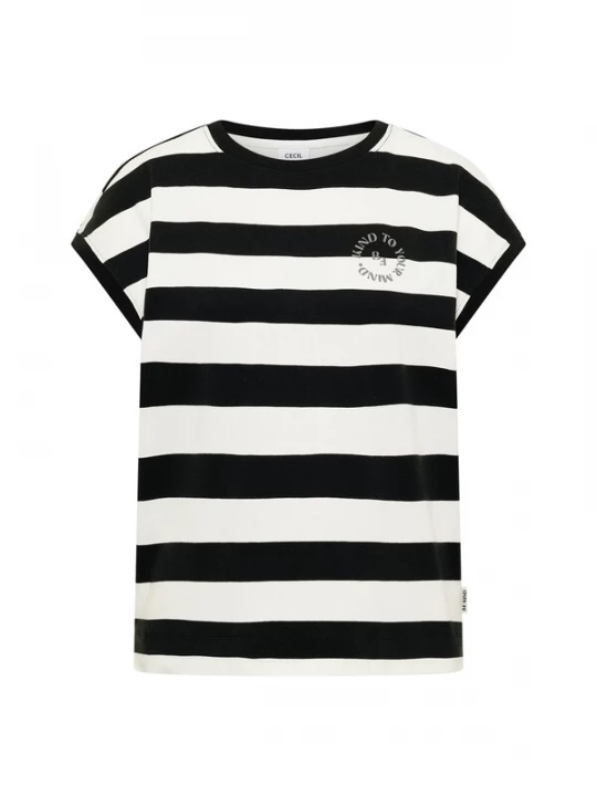 Foto van product CECIL Shirt 'Be Kind' zwart / wit