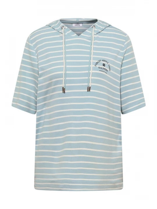 Foto van product CECIL Shirt hemelsblauw / zwart / offwhite