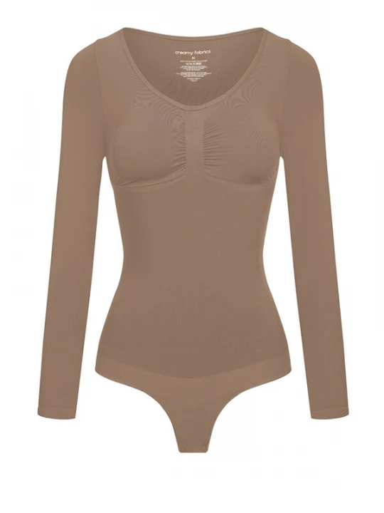 Foto van product cfab Shapingbody 'Bodysuit Sculpting Shapewear Longsleeve mit String' karamel