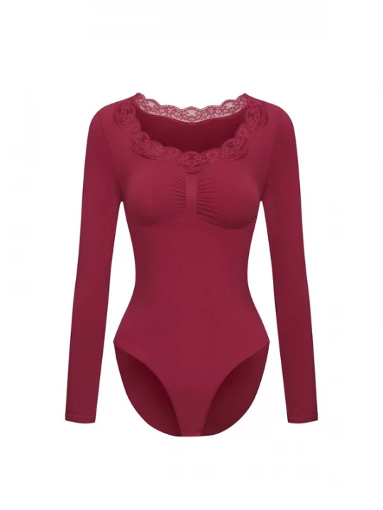 Foto van product cfab Shapingbody 'Lace Bodysuit Sculpting Shapewear Longsleeve mit Slip' oudroze
