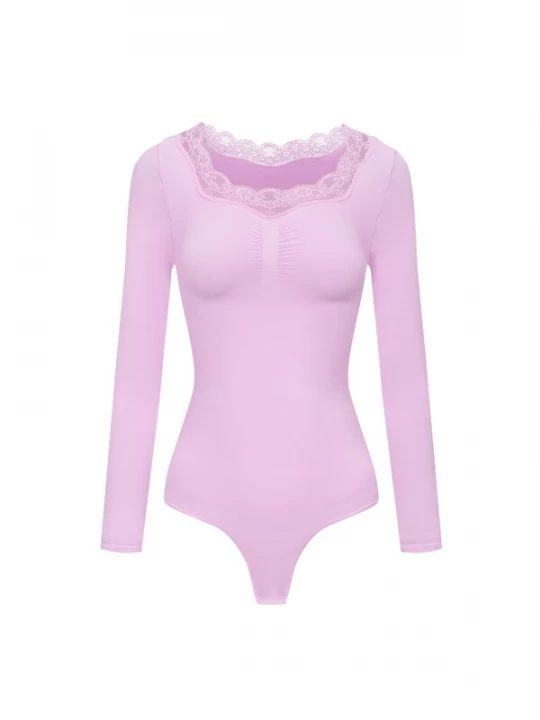 Foto van product cfab Shapingbody 'Lace Bodysuit Sculpting Shapewear Longsleeve mit String' orchidee