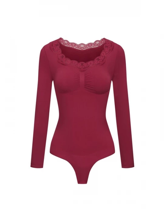 Foto van product cfab Shapingbody 'Lace Bodysuit Sculpting Shapewear Longsleeve mit String' oudroze